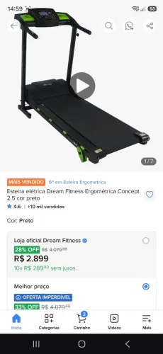 Vendo esteira ergometrica dren fitnes comcept 2.5