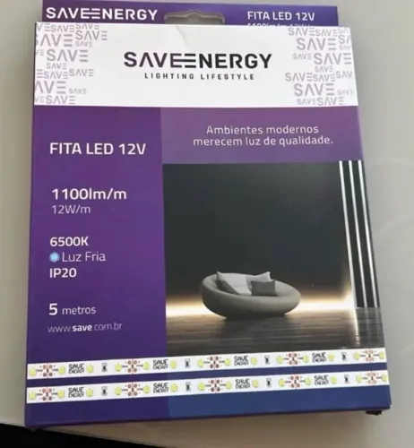 Fita LED 12V Save Energy 5m - Luz Fria 6500K | Nova