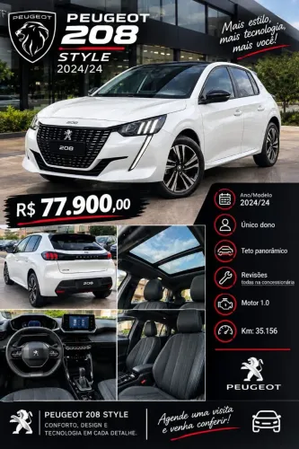 Peugeot 208 Style 1.0 Flex 6V 5P Mec. 2024