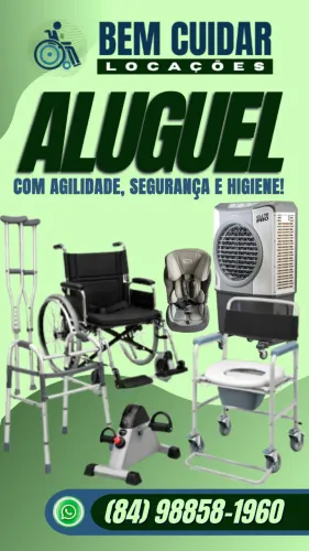 ALUGUEL DE CADEIRA DE RODAS, CADEIRA PARA BANHO, MULETAS, ANDADORES