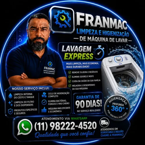 Manutenção, Lavagem Interna de Máquina de lavar.
