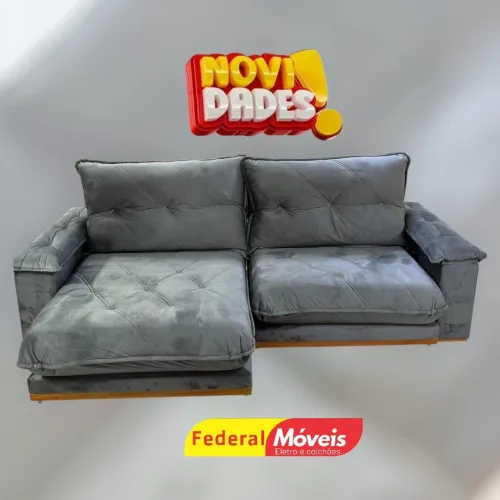 Sofá Retrátil Reclinável 2,90m Veludo Molas Ensacadas Bom Pastor - Chama no WhatsApp