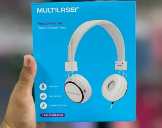 Headphone Multilaser Com Fio Cabo P2 Microfone Redutor De Ruído e Controle De Volume