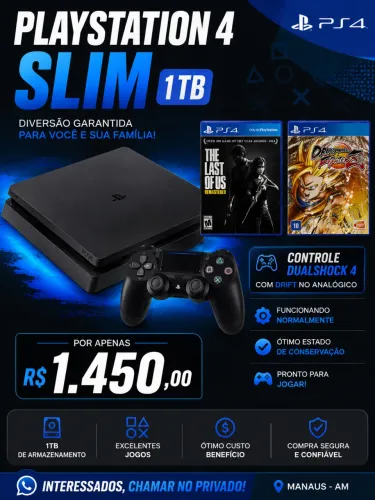 PLAYSTATION 4 SLIM 1TB somente entrega presencial 