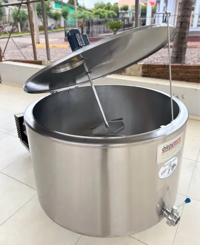 Tanque 500 Litros Inox Tina Resfriador Agranel de Leite Água Sucos Misturador Gelo 220v