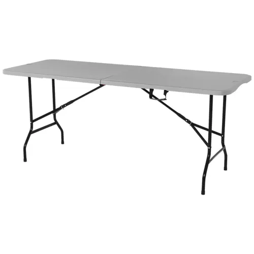 Mesa Dobrável Portátil Prática 1,80 Metros Cinza/ Branco Bel Novas