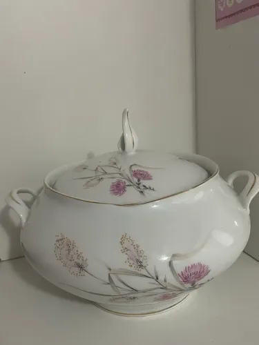 pote sopeira grande florido porcelana real cozinha antiquario usado