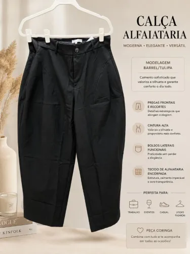 Calça feminina barrel/baloon