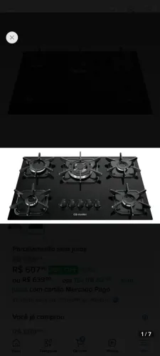 Fogão Cooktop A Gás Mueller 5 Bocas Mesa Vidro Temperado