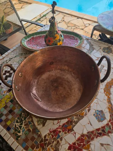 Tacho de Cobre para Doce de Leite 40 cm  Antigos e Decorações 