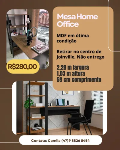Mesa escritório com prateleiras - Home Office