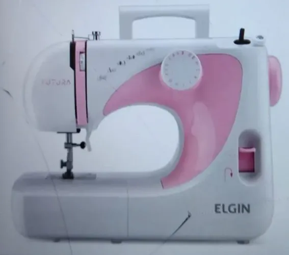 Maquina d3 costura reta futura elgin Jx2040 127.v cor branco e rosa