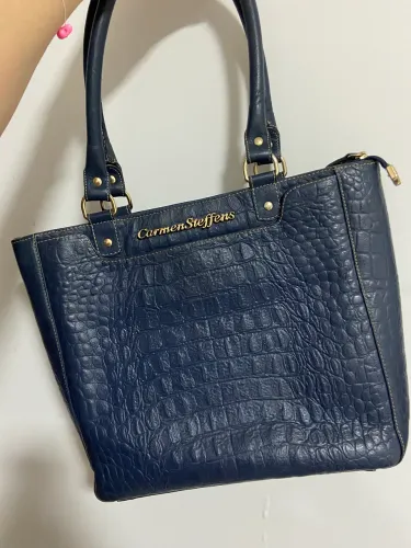Bolsa Carmen Steffens Original Couro Azul Marinho