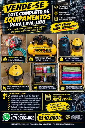 Maquinário completo para lava jato 
