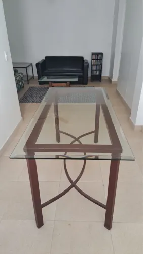 Mesa de Jantar 6 Lugares em Ferro e Vidro 1,50 x 0,70 m - Nova