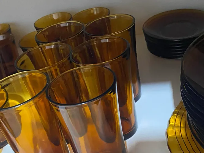 Duralex Vintage Laranja/Âmbar - 34 Peças - Original - Ótimo Estado