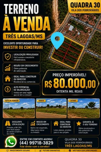 ? TERRENO À VENDA - TRÊS LAGOAS/MS - 450 mts2