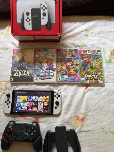 ?Nintendo Switch OLED Branco Completo na Caixa