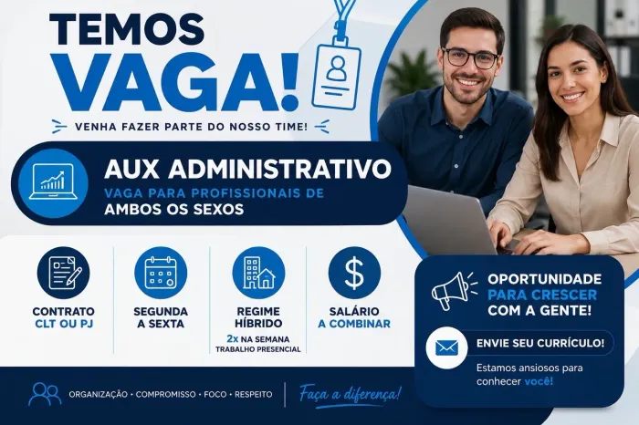 Vaga Emprego Híbrido Unissex