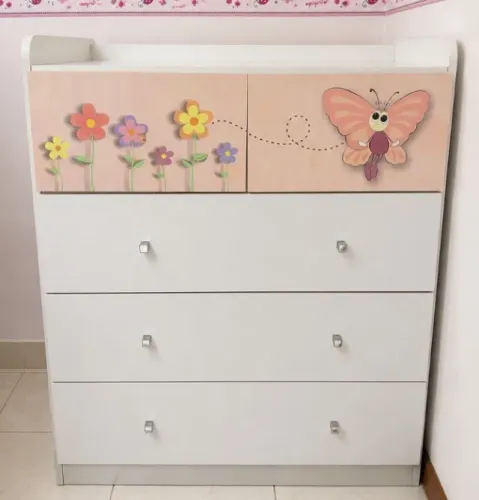 Jogo de Quarto Infantil Menina - Guarda-Roupa + Cômoda