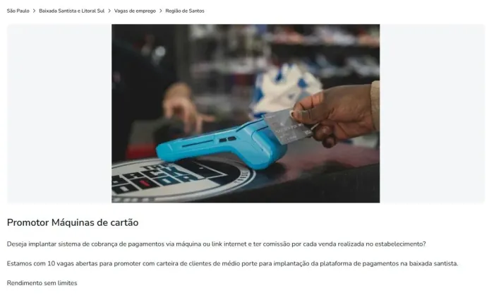 Promoter de Máquinas de Cartões 