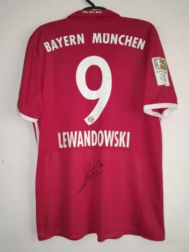 camisa bayern munich 2017 #9 lewandowski autografada certificada