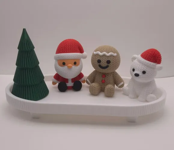 Kit 2 - Decoração Natalina 3D com Papai Noel, Biscoito e Urso Polar