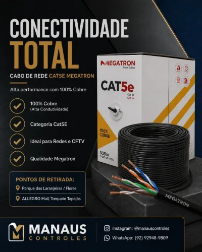 Cabo De Rede Megatron Cat5e 305m U/utp Cmx 24awg 4p