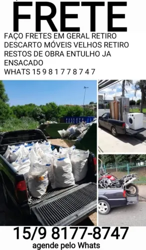 Carreto frete pequenas mudanças descarte entulhos de reforma construção