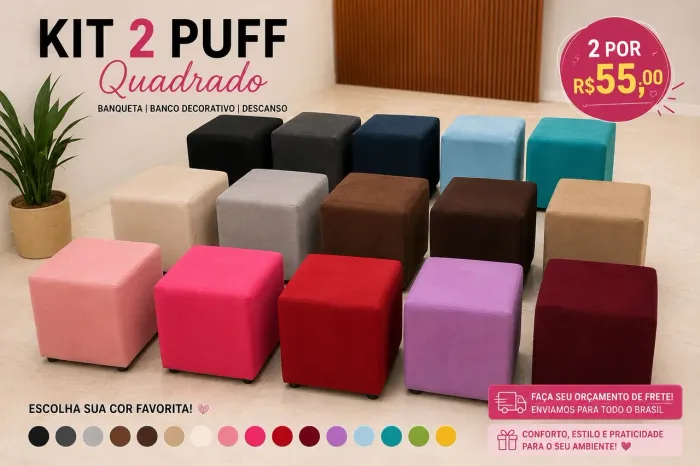 KIT COM 2 PUFFS QUADRADOS
