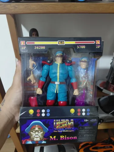 Action Figure M. Bison (Player 2 Azul) - Ultra Street Fighter II - Jada Toys (Completo)