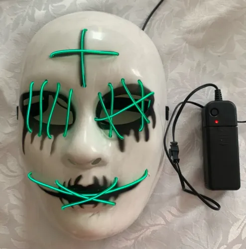 Máscara LED Purge Verde Neon com Controle - Terror e Halloween