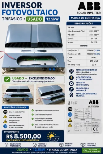 Inversor solar (on grid) ABB 12,5 KW trifásico 