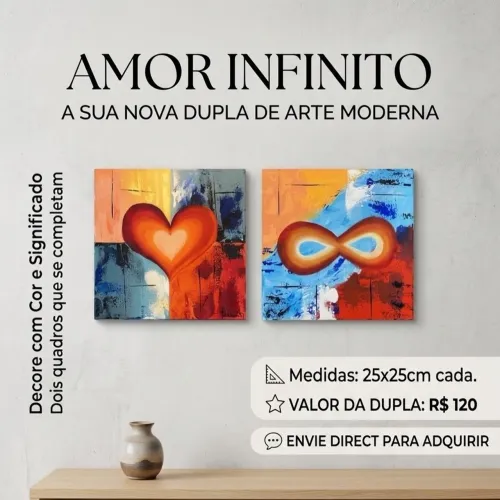 Dupla de quadros Amor Infinito