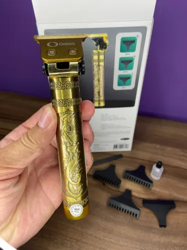MAQUINA DE CORTAR CABELO DOURADA SEM FIO