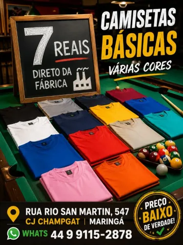 Camisetas novas 7 reais últimas unidades