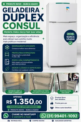 ? OPORTUNIDADE! GELADEIRA CONSUL DUPLEX NOVA - NUNCA USADA! ?