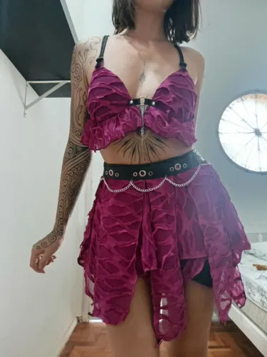 Conjunto rave roxo - look completo - festival - Árvore da Vida