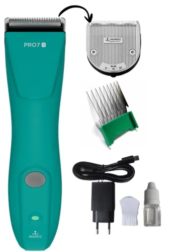 Máquina de tosa pro 7 x com bateria para tosar caes e gatos pet shop banho e tosa