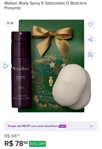 KIT MALBEC BODY SPRAY E SABONETES