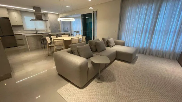 Apartamento com vista definitiva para o mar, sacada com churrasqueira e 3 vagas de garagem
