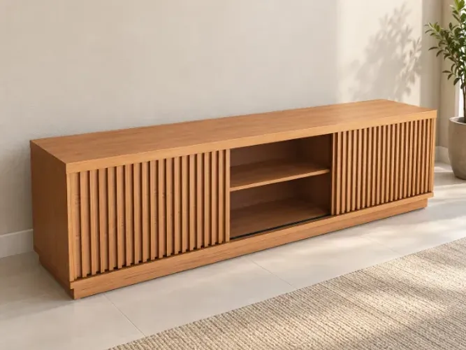 Rack de TV 1,80 m com 2 Portas Ripadas de Correr NOVO