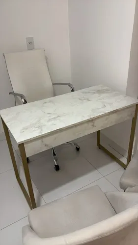 Mesa Escrivaninha Industrial Metal Dourado Athena