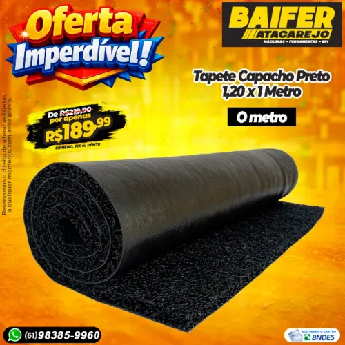 Tapete Capacho Preto 1,20 x 1 Metro
