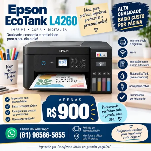 Impressora Epson EcoTank L4260 ? R$ 900