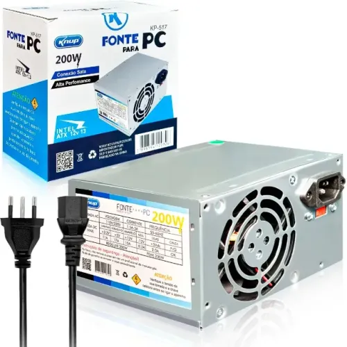 Fonte ATX 200w + Cabo de Força - KNUP