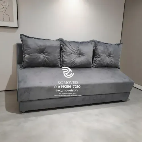 Sofá Cama Bicama 1,70m Suede D33 Compacto e Funcional