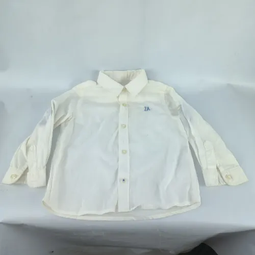 Camisa infantil Zara menino 2 anos branca manga longa