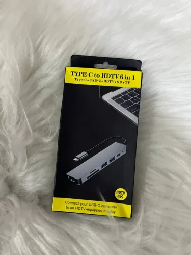 Hub USB-C 6 em 1 - USB 3.0 + HDTV - Compatível com MacBook e Nintendo Switch