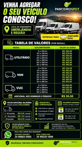Agregamos veículos para entregas mercado livre